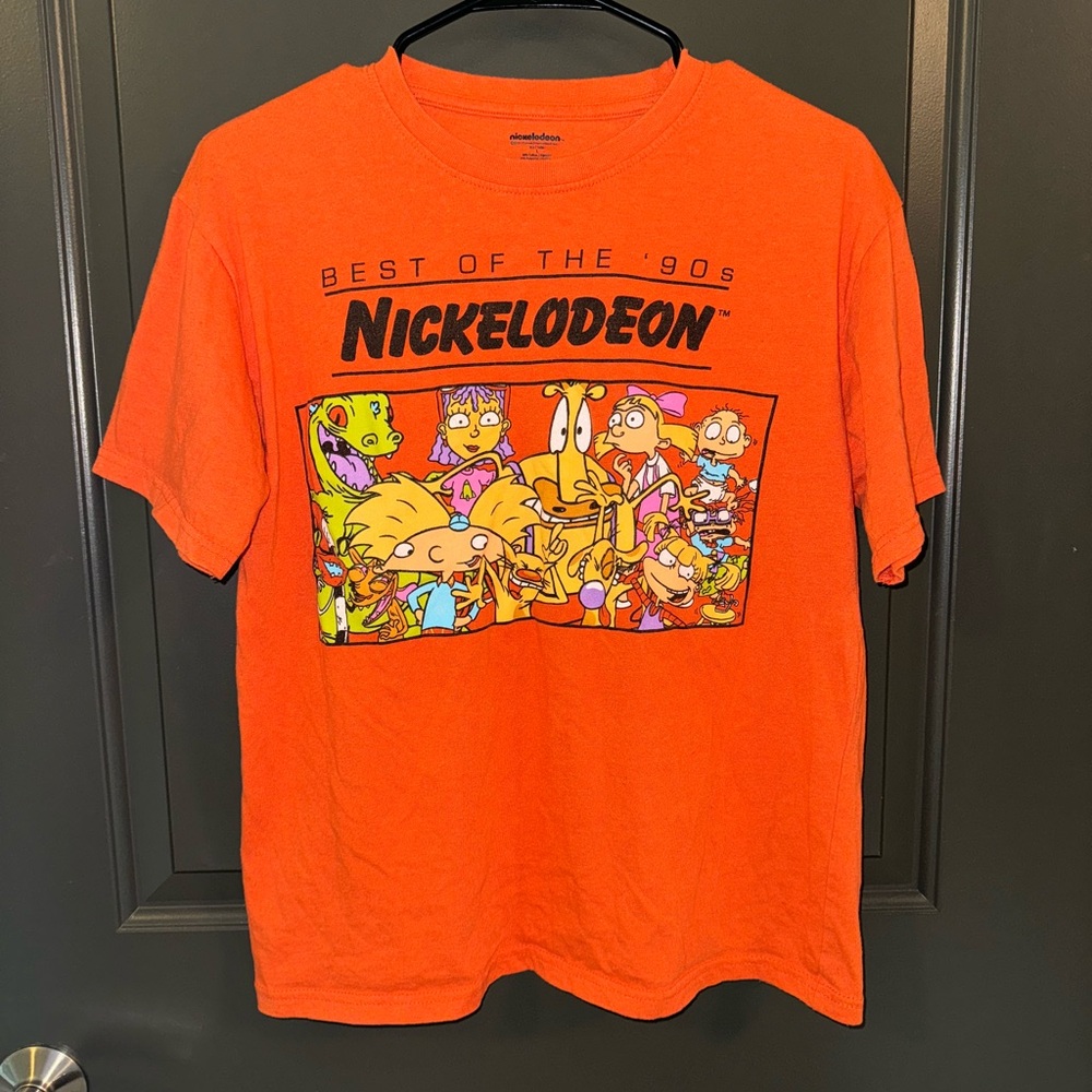 Nickelodeon‎ Orange Shirt Large L "Best of the 90s" Graphic T-Shirt